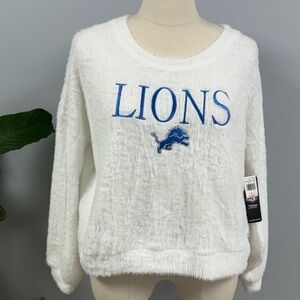 NWT Detroit Lions Fuzzy Sweatshirt Sleep Shirt Women’s 2X White NFL Loungewear